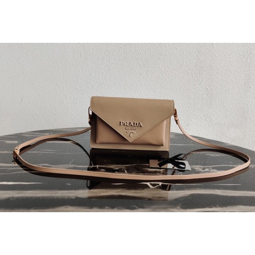 Prada 1BP020 Saffiano leather mini-bag in Apricot Saffiano leather