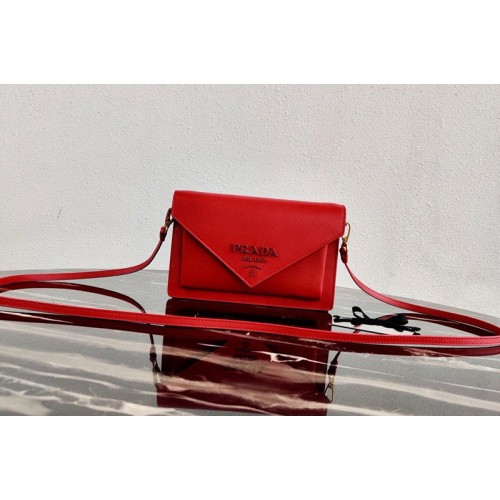 Prada 1BP020 Saffiano leather mini-bag in Red Saffiano leather