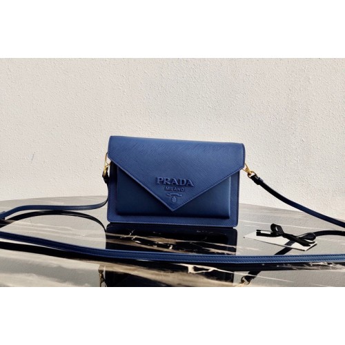 Prada 1BP020 Saffiano leather mini-bag in Blue Saffiano leather