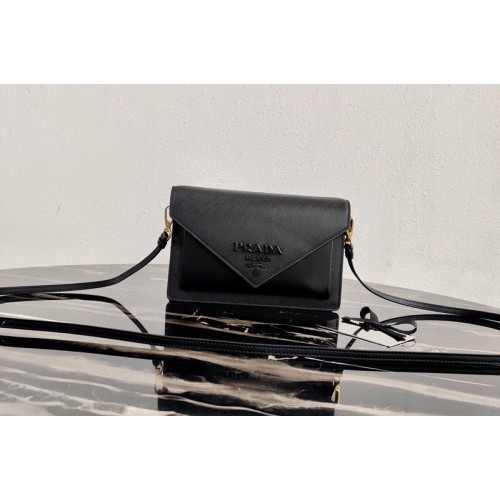 Prada 1BP020 Saffiano leather mini-bag in Black Saffiano leather