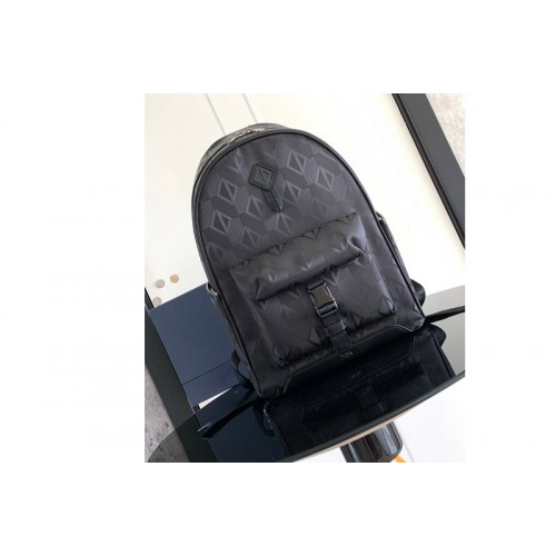 Dior 1ESBA012 Christian Dior Explorer Backpack in Black CD Diamond Canvas and Smooth Calfskin