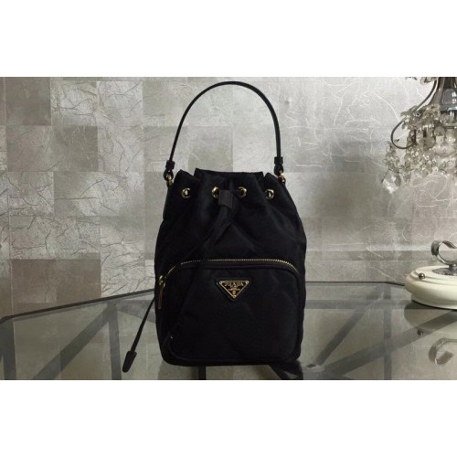 Prada 1BH038 Duet fabric shoulder bag Black Nylon