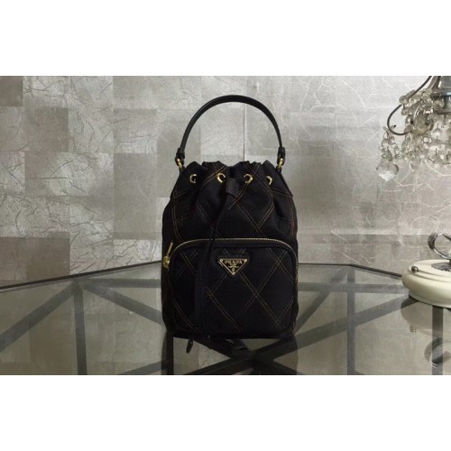 Prada 1BH038 Duet fabric shoulder bag Black Nylon