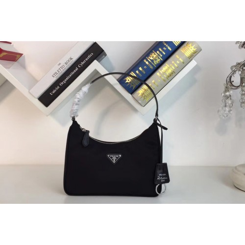 Prada 1NE204 Re-Edition 2005 nylon and Saffiano leather mini-bag Black Nylon