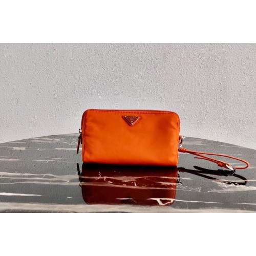 Prada 1NE693 Fabric Cosmetic Pouch in Orange Fabric