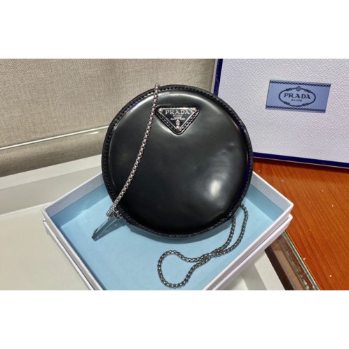 Prada 1NR003 Brushed leather mini-pouch in Black Leather