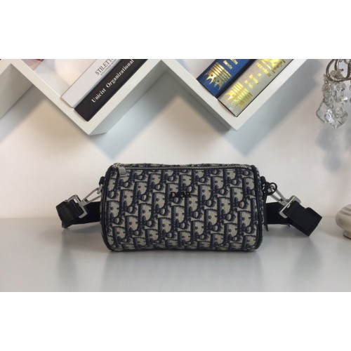 Dior X Kaws Oblique Saddle bag in Navy Blue Dior Oblique jacquard