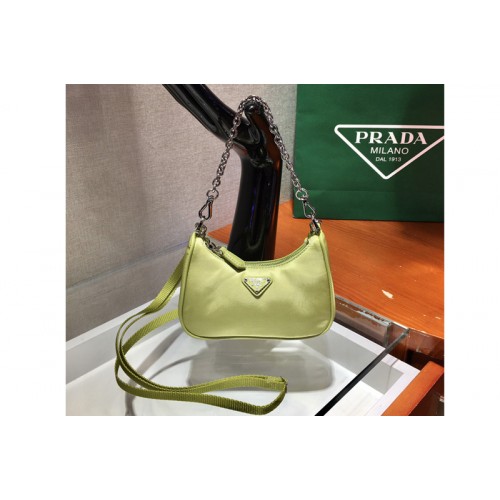 Prada 1TT122 Mini Hobo Bag in Green Nylon