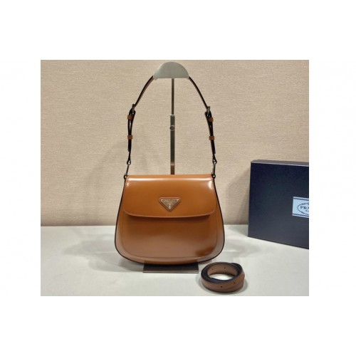 Prada 1BD303 Prada Cleo brushed leather shoulder bag in Brown Leather