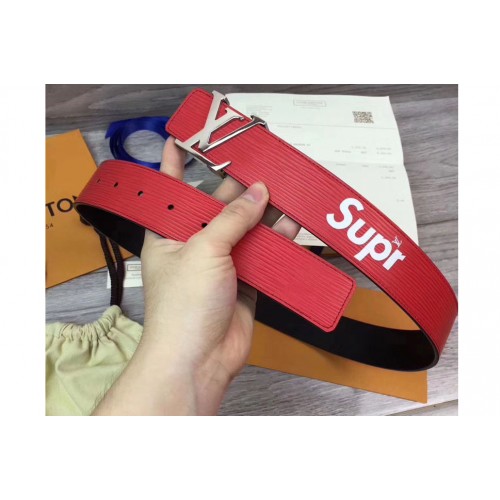 Louis Vuitton X Supreme M6897 Initiales 40 MM Belt in Red Epi Leather