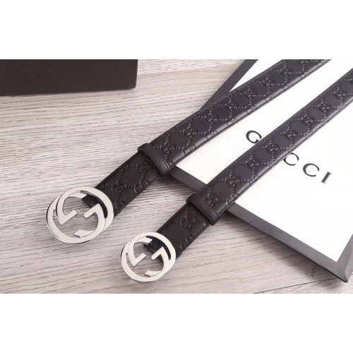 Gucci 34mm 38mm Signature leather belts Black