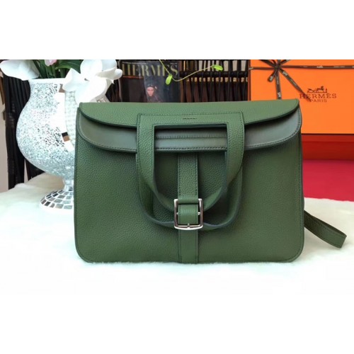 Hermes Halzan 31 Bags Original Taurillon Leather Jasper