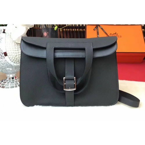 Hermes Halzan 31 Bags Original Taurillon Leather Iron Grey