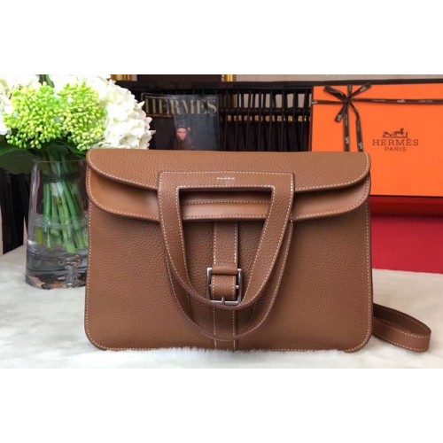 Hermes Halzan 31 Bags Original Taurillon Leather Brown