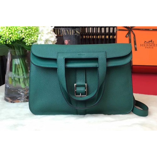 Hermes Halzan 31 Bags Original Taurillon Leather Green