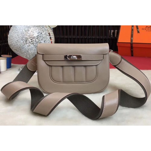 Hermes Berline 20cm Original Swift Leather Bags Light Grey