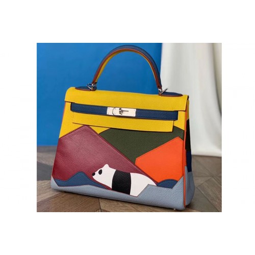 Hermes Kelly 28cm Panda Limited Edtion Bags Original Togo Leather Full Handstitch
