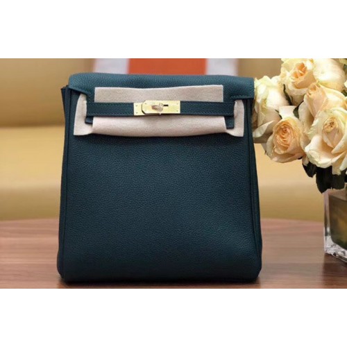 Hermes kelly ado 22cm backpack Original Togo Leather Full Handstitch Green Gold Hardware