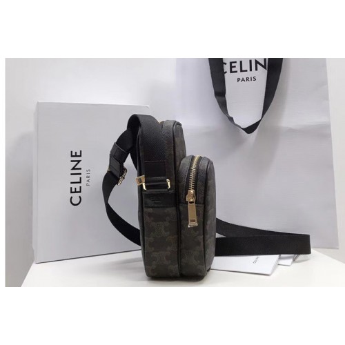 Celine MINI POCKET MESSENGER BAG IN TRIOMPHE CANVAS AND CALFSKIN