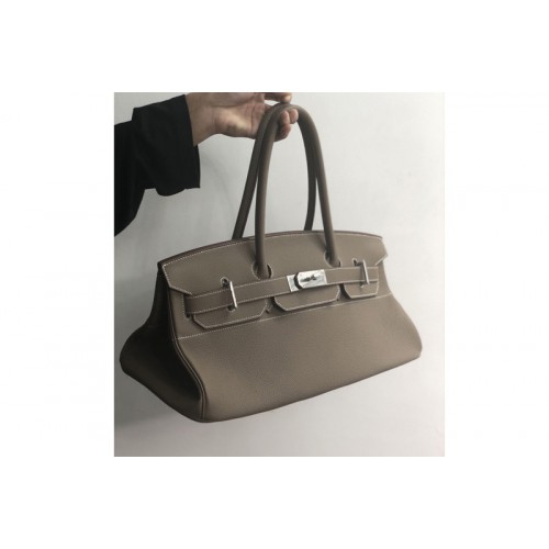 Hermes 42cm Birkin Shoulder Bag in Gray Togo Leather