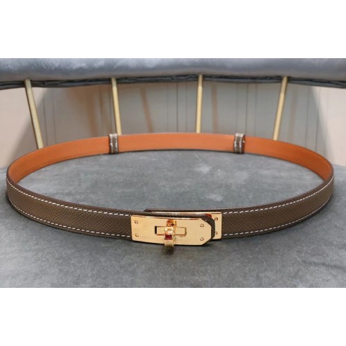 Womens Hermes 17mm Gold Kelly Buckle Leather belts in Khaki Epsom Leather