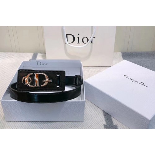 Dior 30 Montaigne lambskin belt With Silver CD buckle in Black lambskin Leather