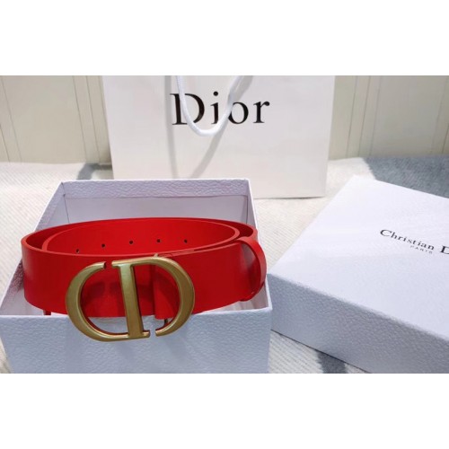 Dior 30 Montaigne 35mm belt With CD logo Buckle in Red Calfskin Leather