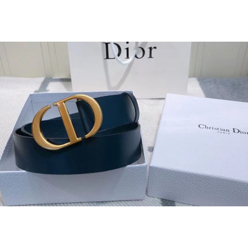 Dior 30 Montaigne 35mm belt With CD logo Buckle in Blue Calfskin Leather