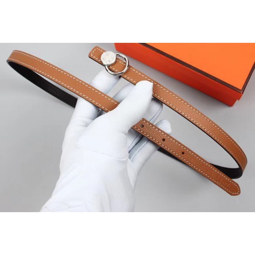 Womens Hermes 15mm Mini Laquee Reversible belt Gold Buckle in Brown Black Epsom Leather