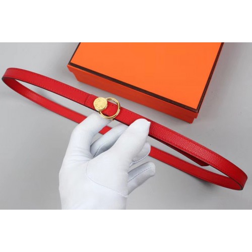 Womens Hermes 15mm Mini Laquee Reversible belt Gold Buckle in Red Epsom Leather