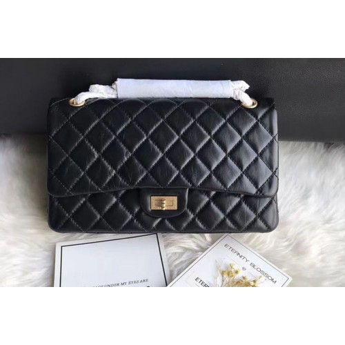 Chanel Flap Original Leather 30226 Bags Black Gold Chain