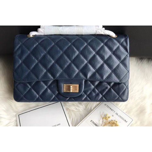 Chanel Flap Original Leather 30227 Bags Blue Gold Chain