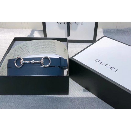 Womens Gucci Leather belt 2cm in Blue Leather