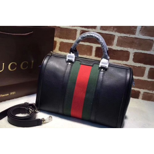 Gucci Leather Medium Boston Bag Black