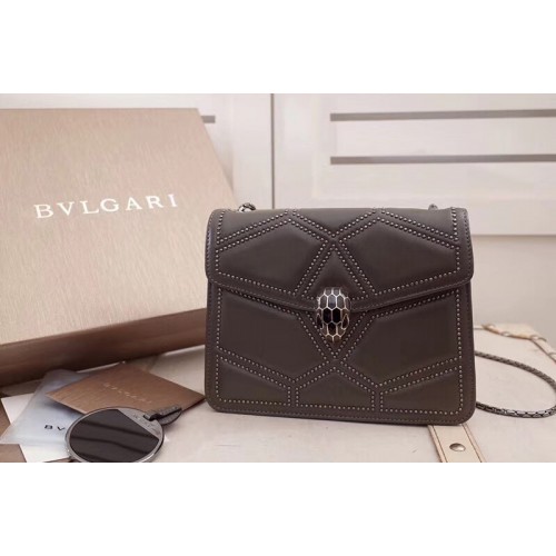 Bvlgari Serpenti Forever Flap Cover Bags Gray Original Leather