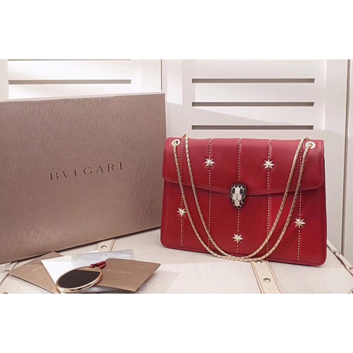 Bvlgari Serpenti Forever Flap Cover Bags Red Original Leather