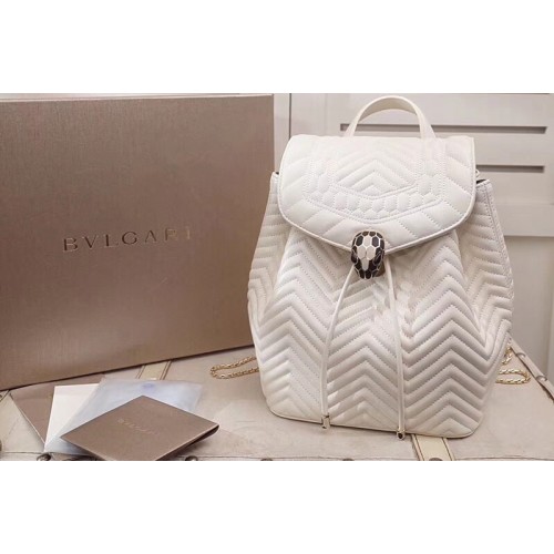 Bvlgari Serpenti Forever Backpack White Quilted Nappa Leather