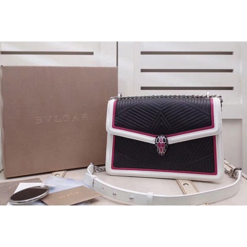 Bvlgari Serpenti Forever Serpenti Diamond Blast Flap Cover Bags White Rosy Black Quilted Nappa Leather