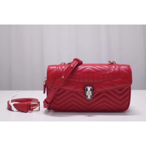 Bvlgari Serpenti Forever Belt Bags Red Quilted Nappa Leather