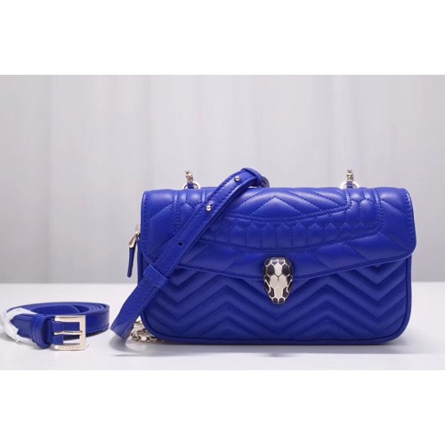 Bvlgari Serpenti Forever Belt Bags Blue Quilted Nappa Leather