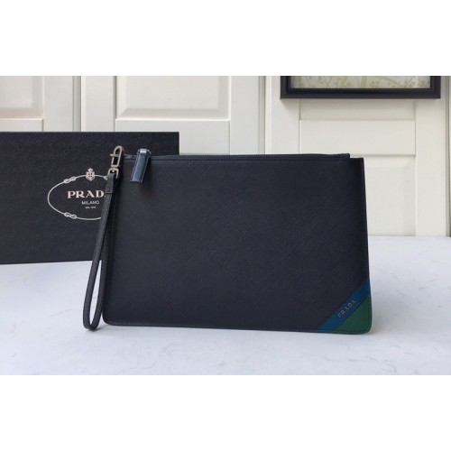 Prada 2NG005 Saffiano Leather Clutch in Black Leather