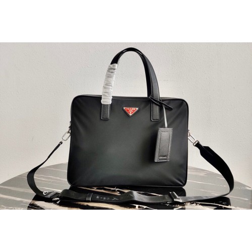 Prada 2VE368 Saffiano Leather Briefcase In Black Saffiano Leather