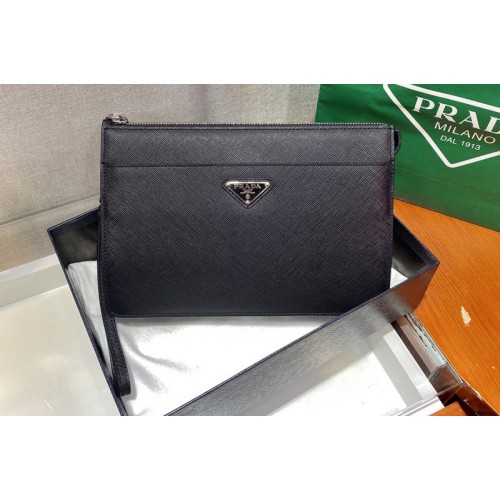 Prada 2VF032 Saffiano Leather Pouch in Black Leather