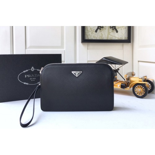 Prada 2VF056 Saffiano Leather Clutch in Black Saffiano leather