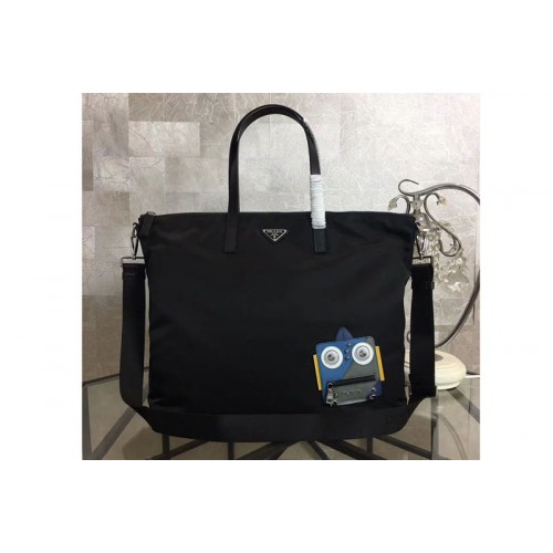 Prada Nylon Tote with Blue Grey Robot Applique 2VG024