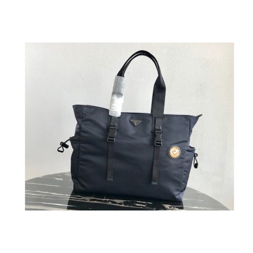Prada 2VG042 Nylon Tote Bag Blue Nylon