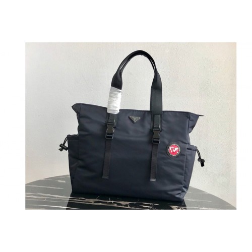 Prada 2VG042 Nylon Tote Bag Blue Nylon
