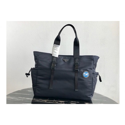 Prada 2VG042 Nylon Tote Bag Blue Nylon