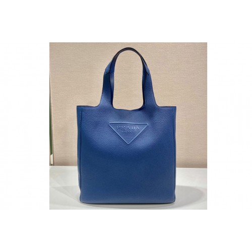Prada 2VG092 Leather tote bag in Blue Leather