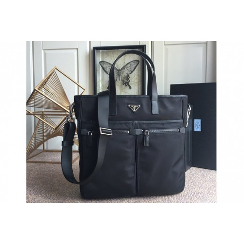 Prada 2VG860 Re-Nylon and Saffiano leather tote bag in Black Nylon and Leahter